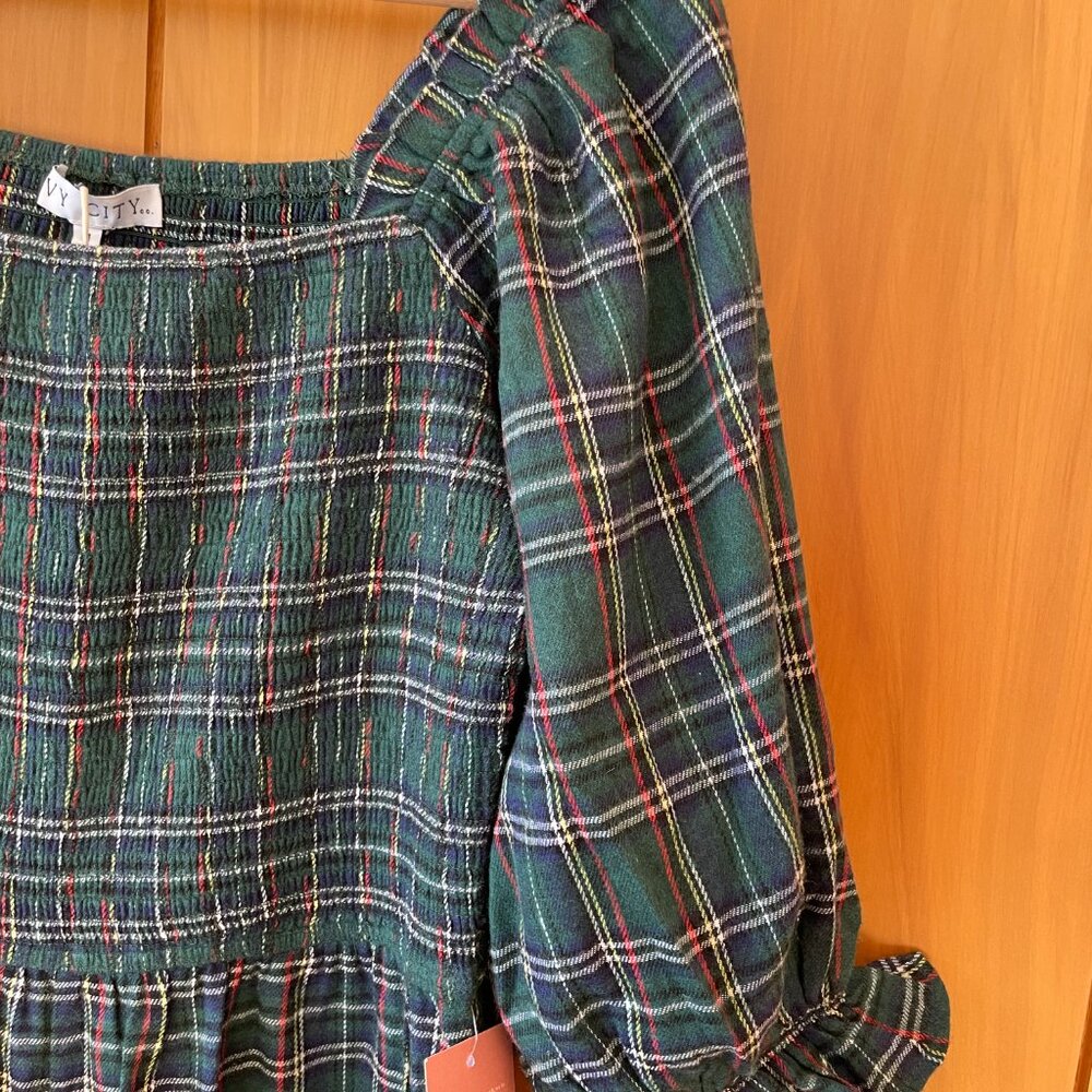 Ivy City Co Plaid Jumpsuit in Green and Blue - Picture 7 of 8